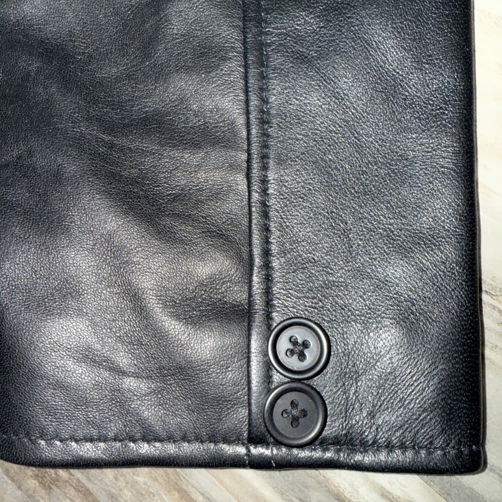 Black Soft Lightweight Leather Dress Jacket Coat Lined Men's Size XL - Picture 5 of 16